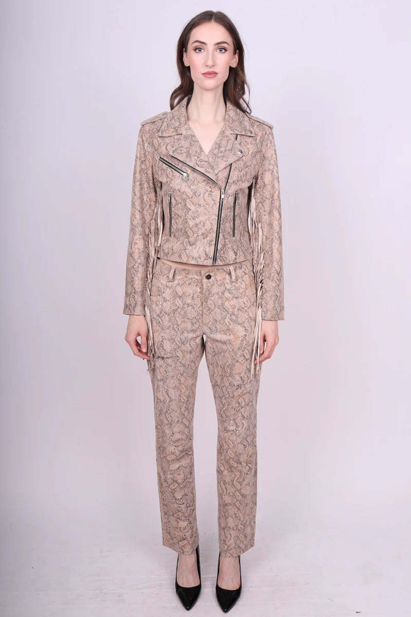 ANY OLD IRON Cream Snake Leather Trousers