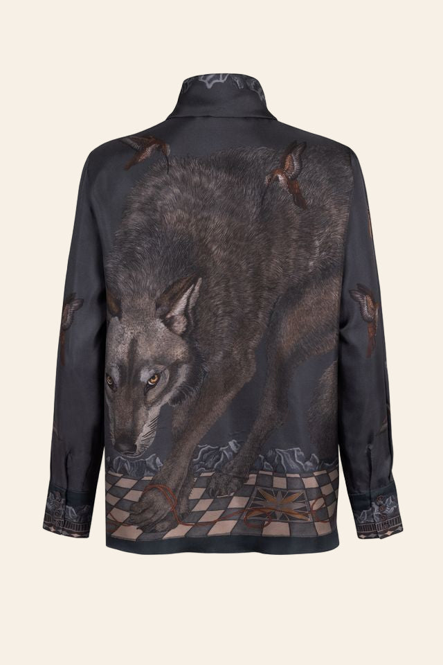 SABINA SAVAGE The Wolf You Feed Tie-Neck Silk Blouse