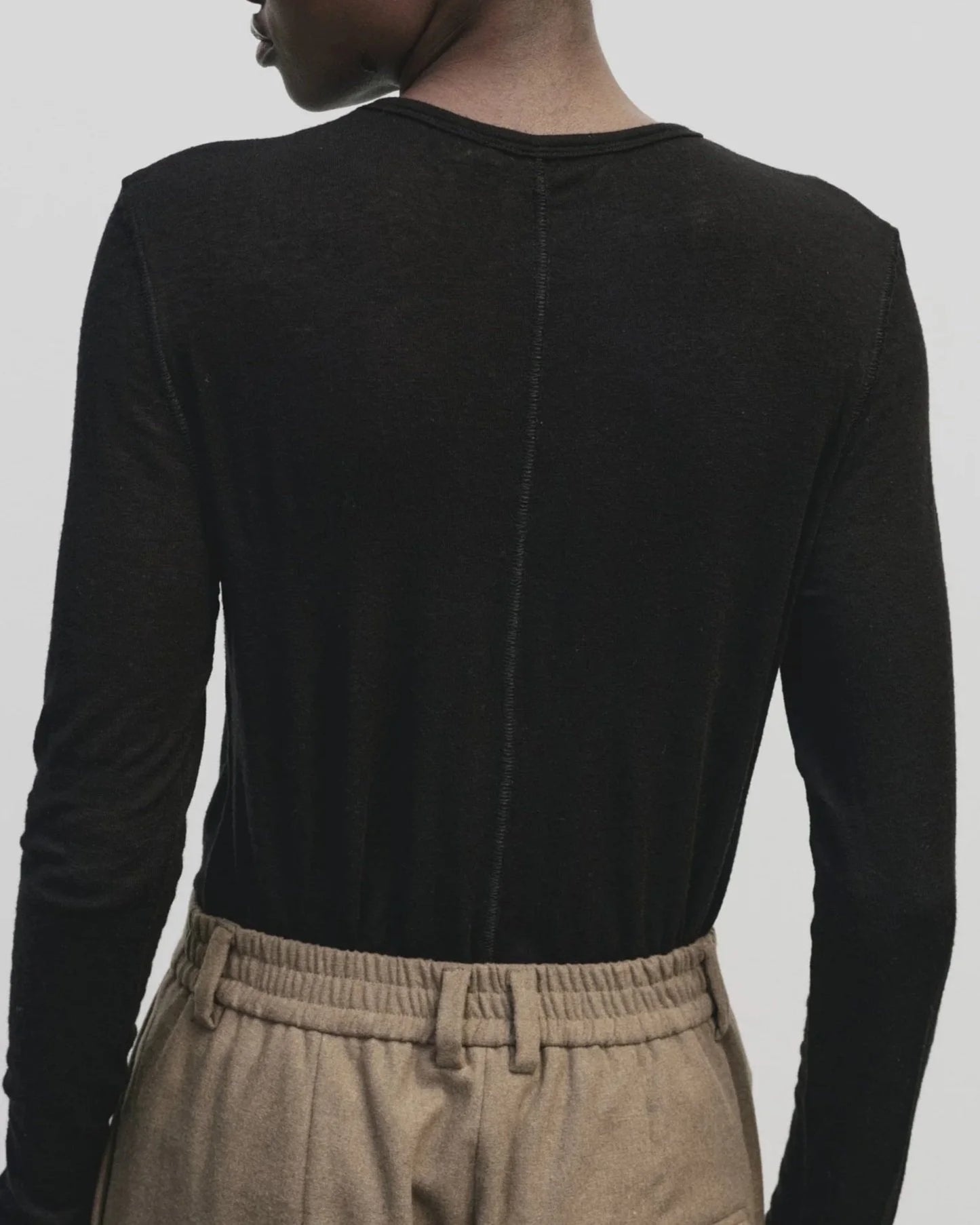 MIJEONG PARK Wool Tencel Crew Neck Top