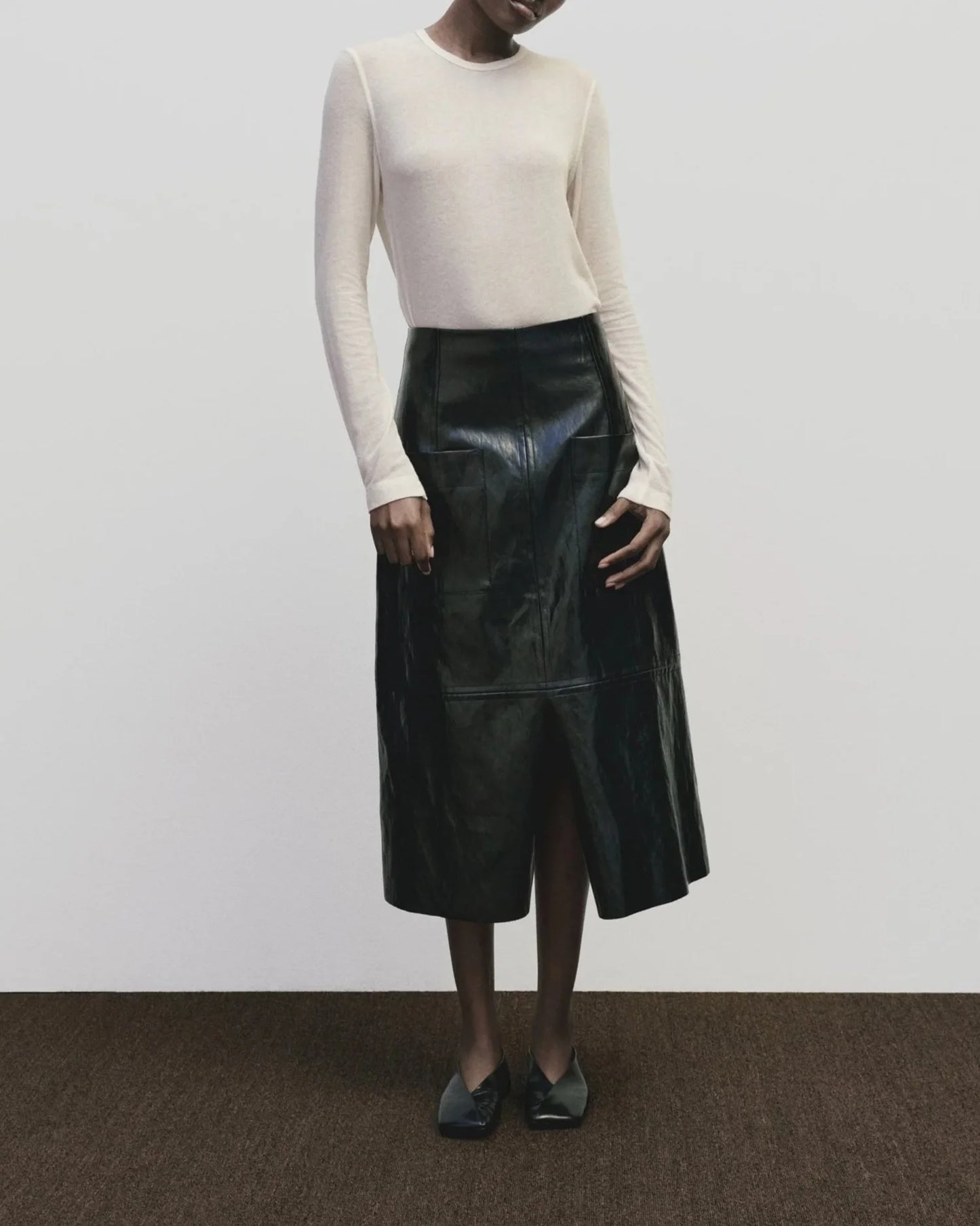 MIJEONG PARK Wool Tencel Crew Neck Top