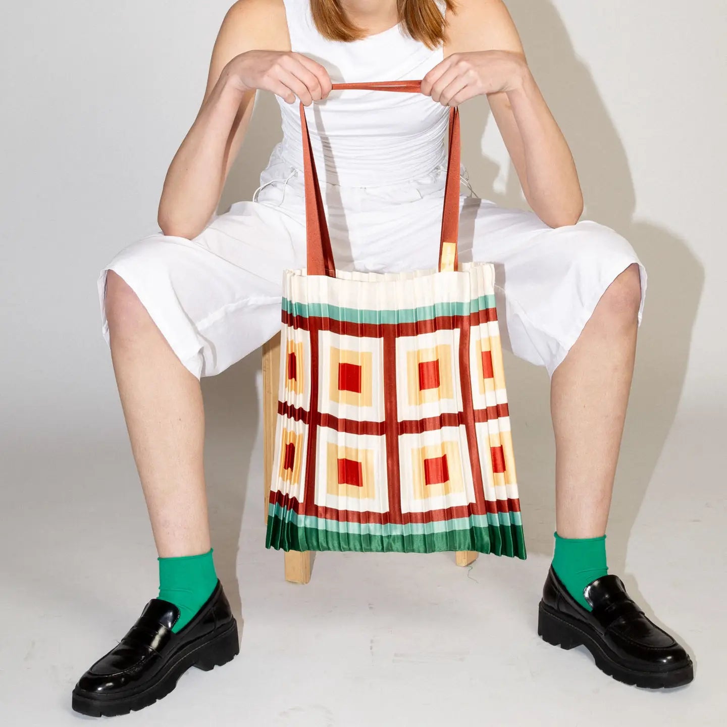 MULTITUDES Satin Pleated Tote Bag