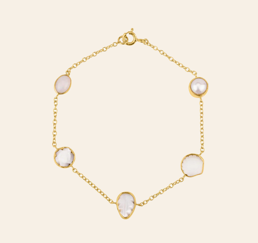 GRAINNE MORTON Ivory Shell Five Mini Charm Bracelet