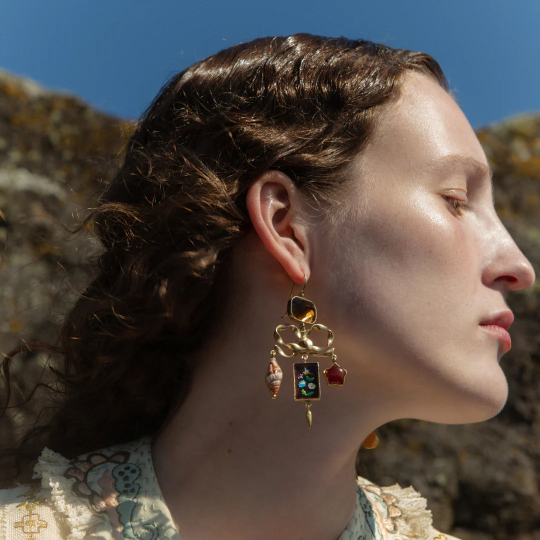 GRAINNE MORTON Bow Charm Balance Drop Earrings