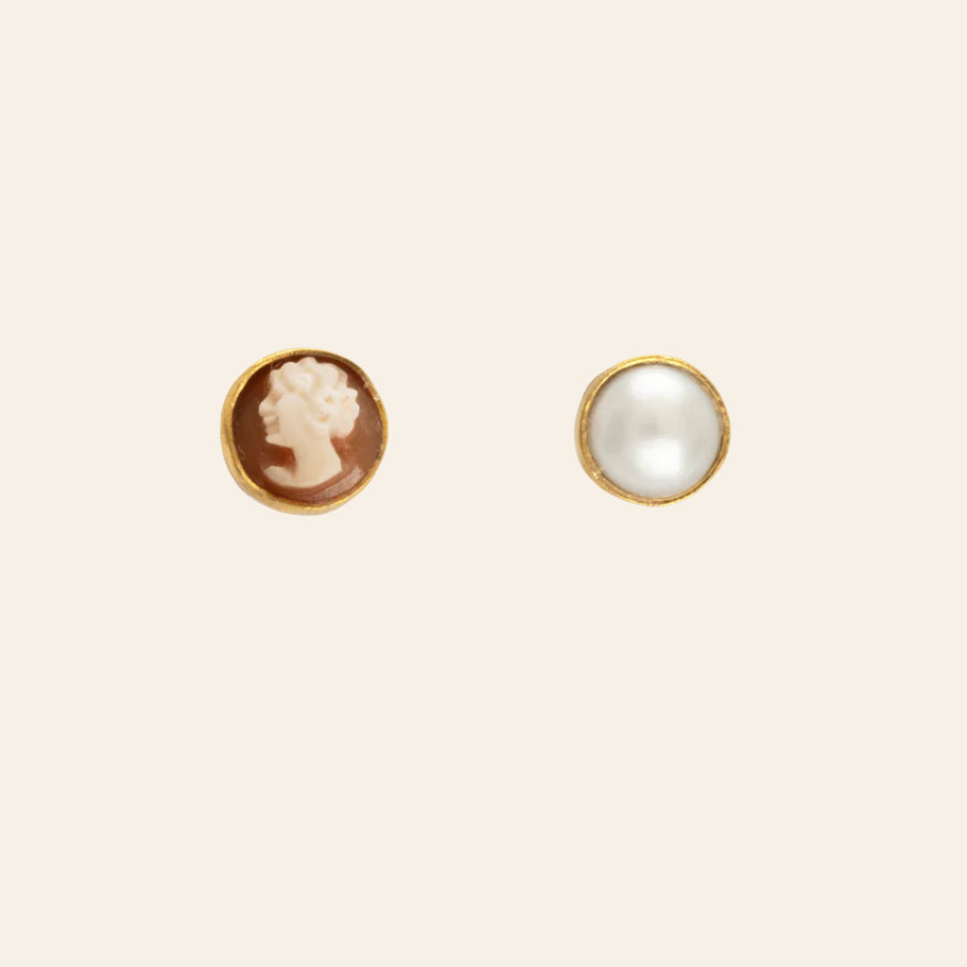 GRAINNE MORTON Cameo Mismatched Stud Earrings
