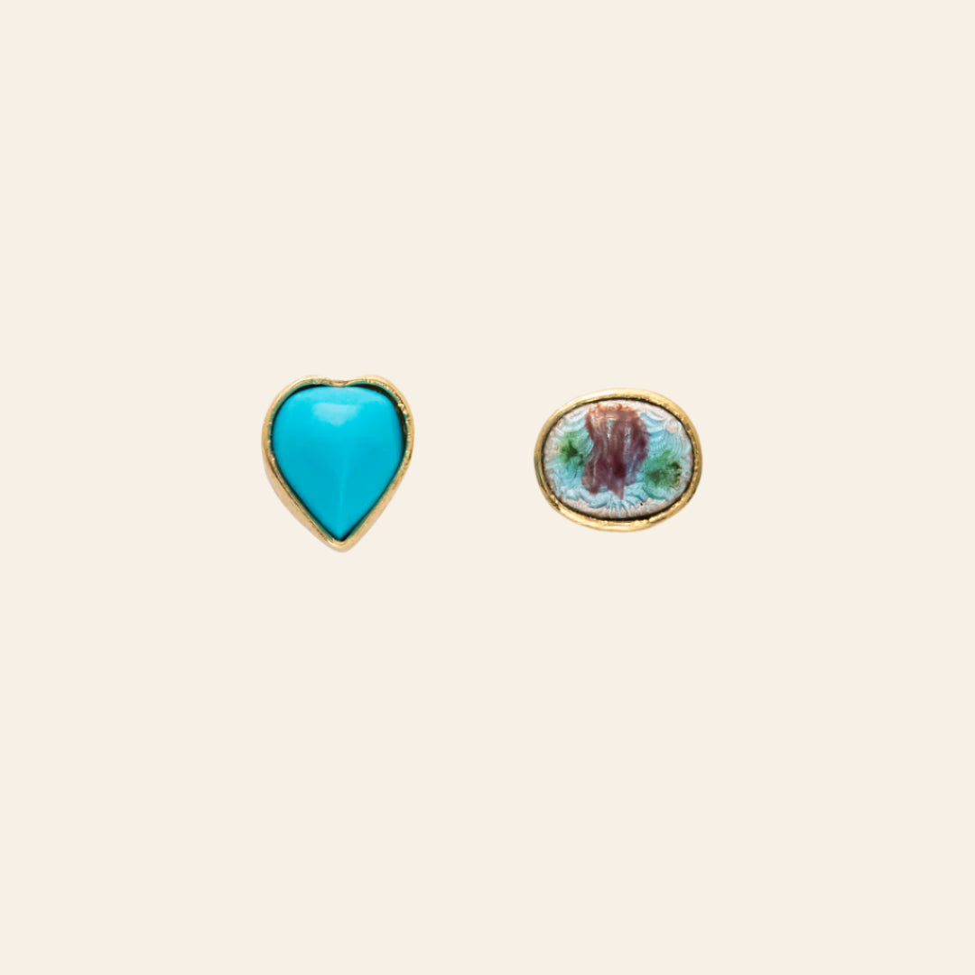 GRAINNE MORTON Turquoise Mismatched Stud Earrings
