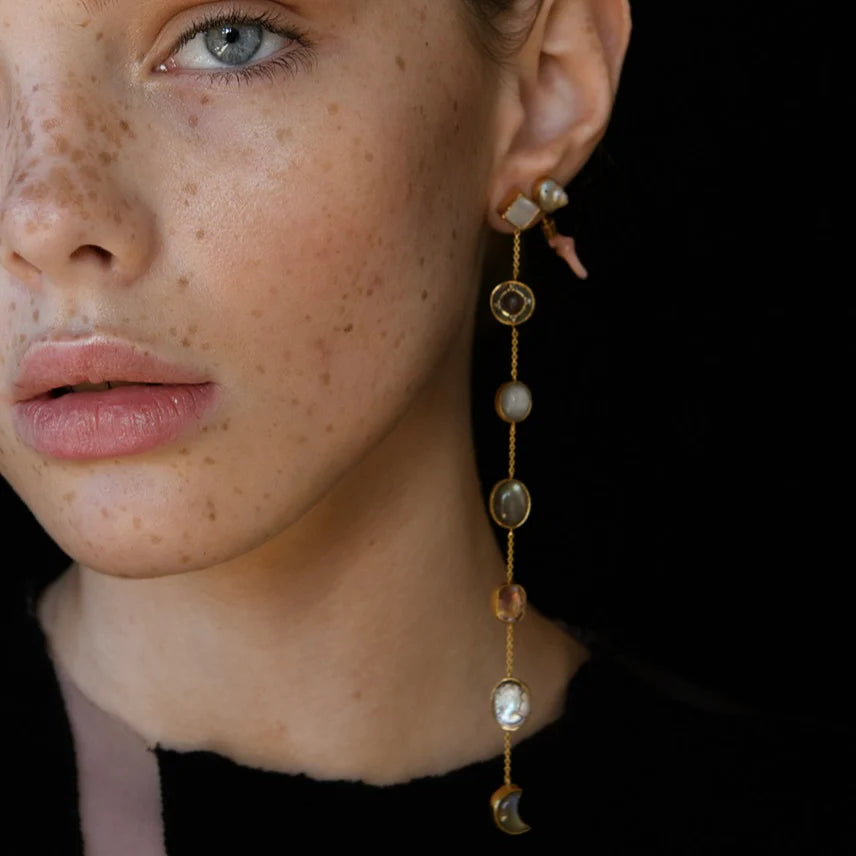GRAINNE MORTON X-Long Mismatched Chain Drop Earrings