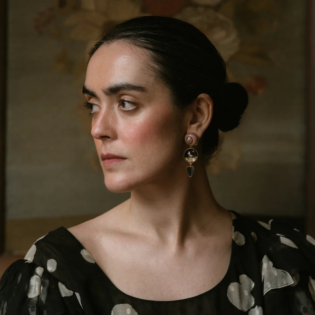 GRAINNE MORTON Flamingo and Lion Earrings