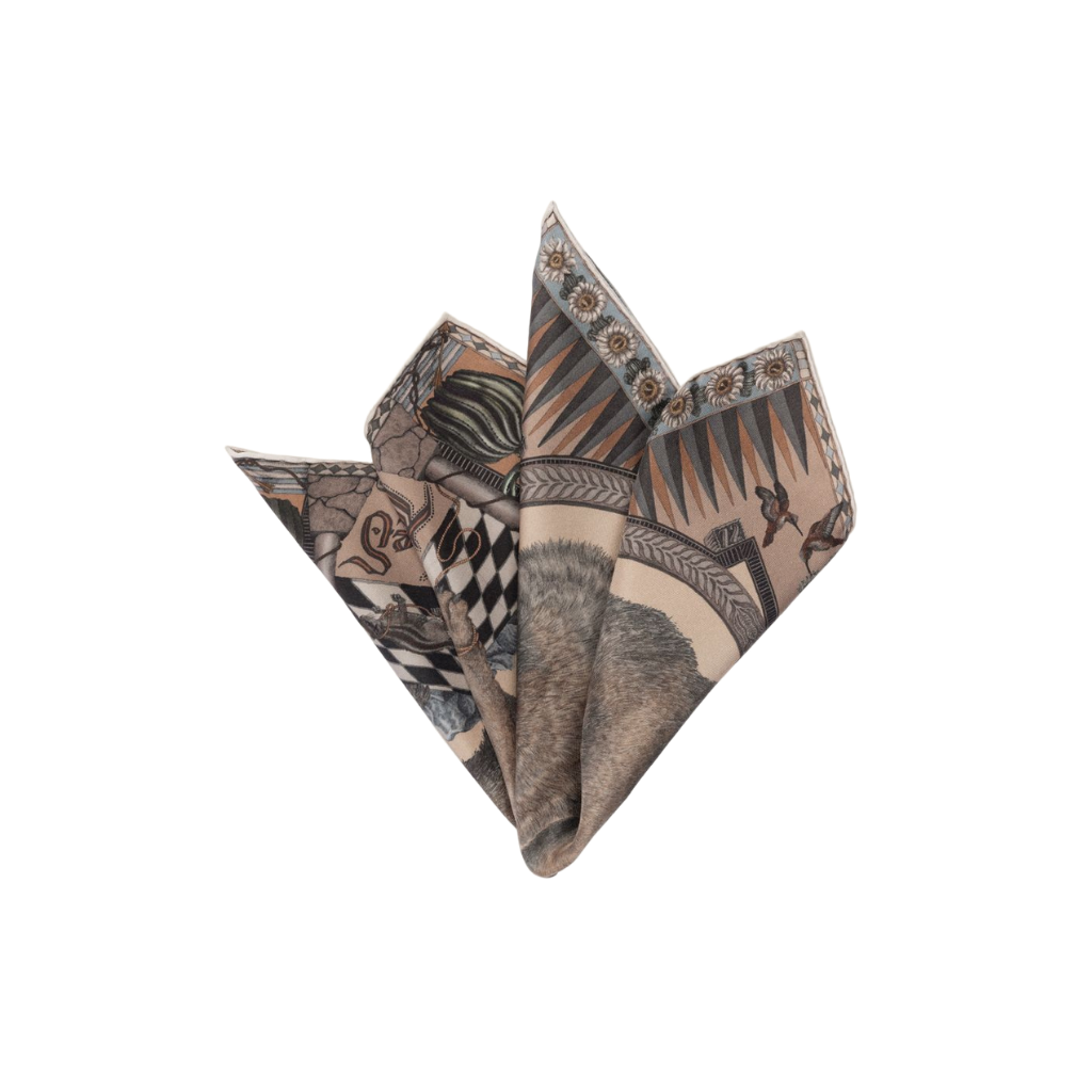 SABINA SAVAGE The Wolf You Feed Small Silk Scarf Desert Dawn