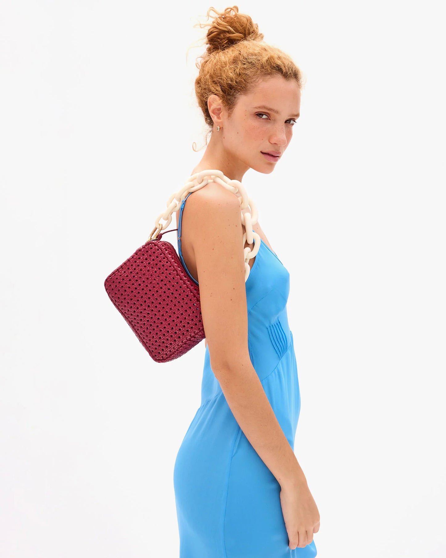 CLARE V Midi Sac Rattan