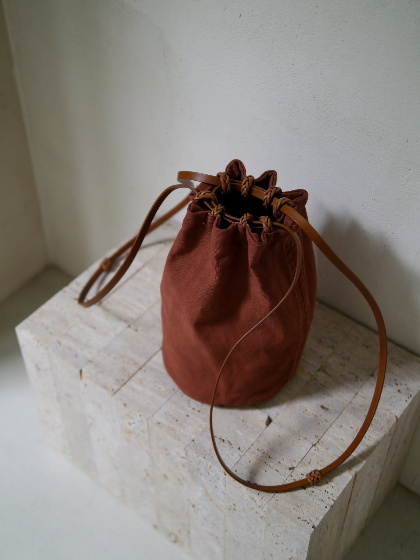 KAMARO'AN Naturally Dyed Bucket Drawstring Bag