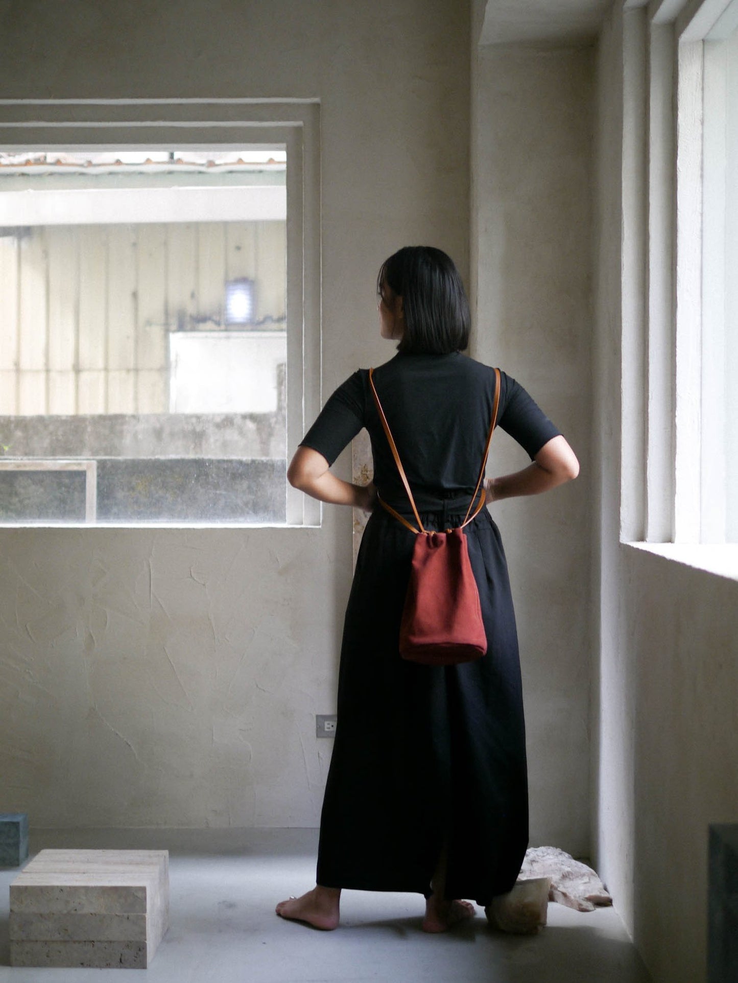 KAMARO'AN Naturally Dyed Bucket Drawstring Bag