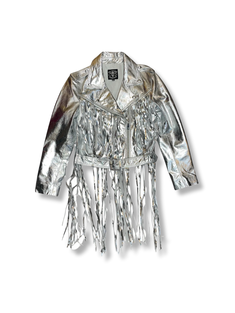 ANY OLD IRON Super Silver Fringe Moto Jacket