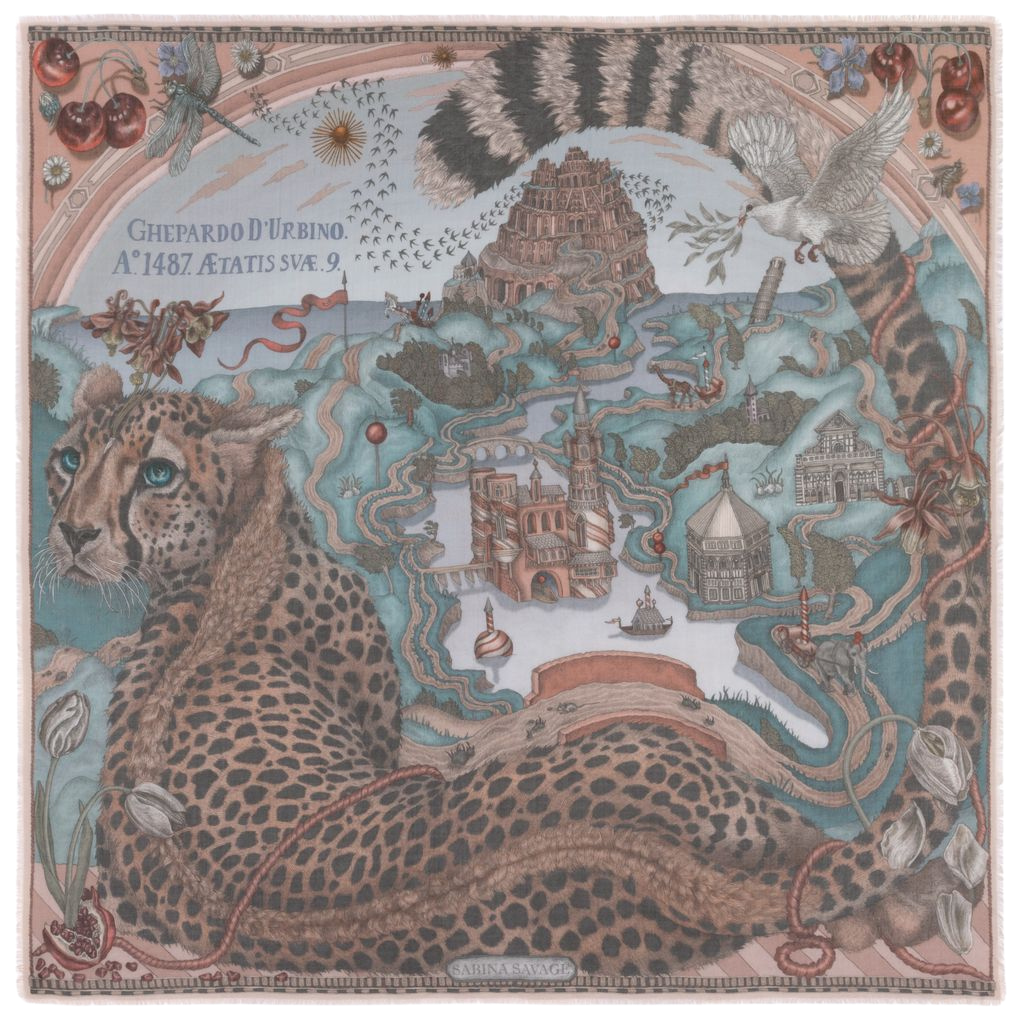 SABINA SAVAGE The Medici Cheetah Cashmere Scarf