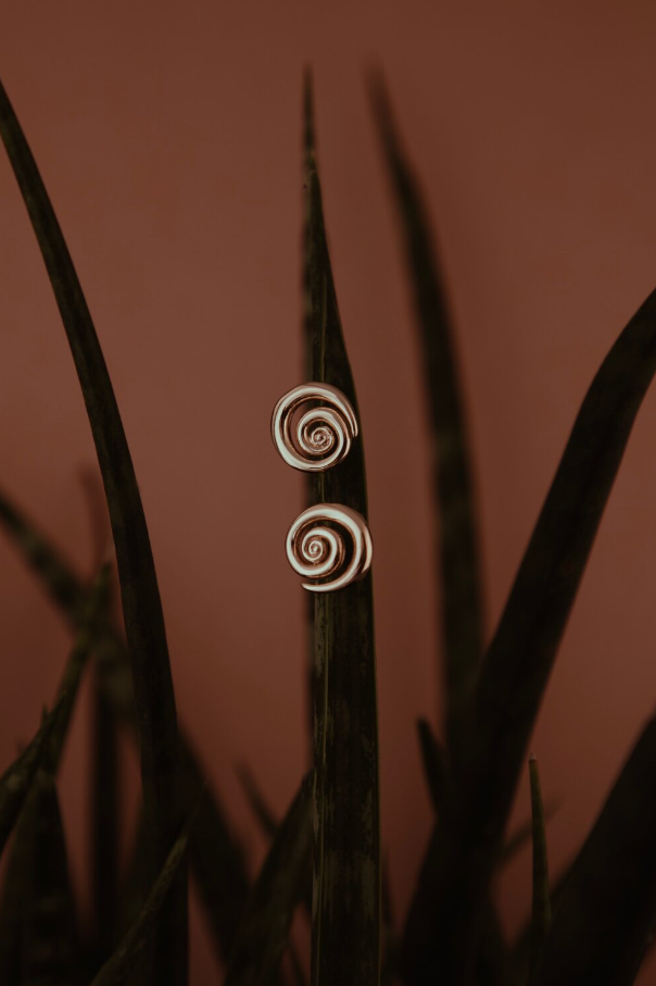 DREAMBOX Golden Spiral Stud Earrings Pair