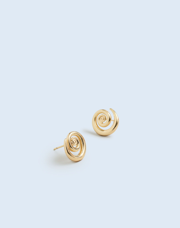 DREAMBOX Golden Spiral Stud Earrings Pair