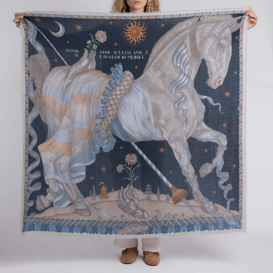 SABINA SAVAGE The Celestial Steed Wool Silk Scarf