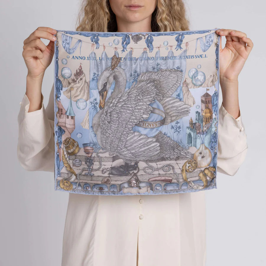 SABINA SAVAGE The Glass Swan Silk Scarf
