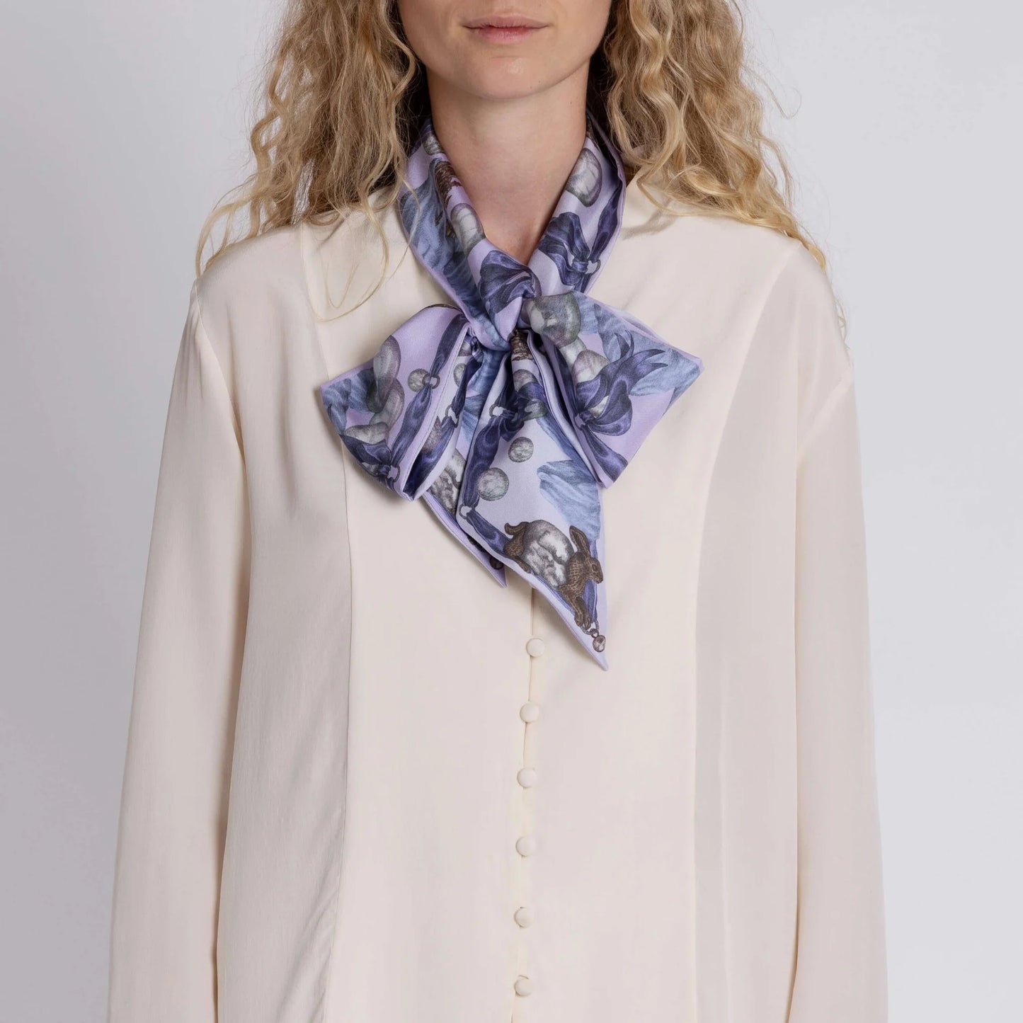 SABINA SAVAGE The Glass Swan Ribbon Silk Scarf