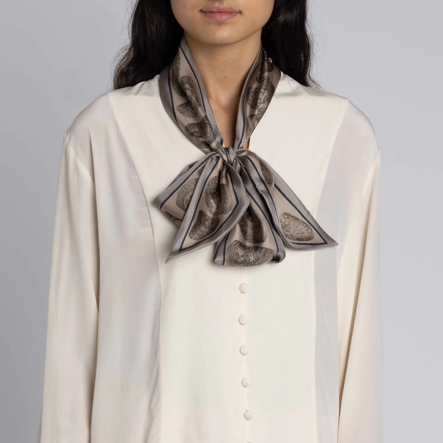 SABINA SAVAGE The Skrimshaw Skeleton Large Ribbon Scarf