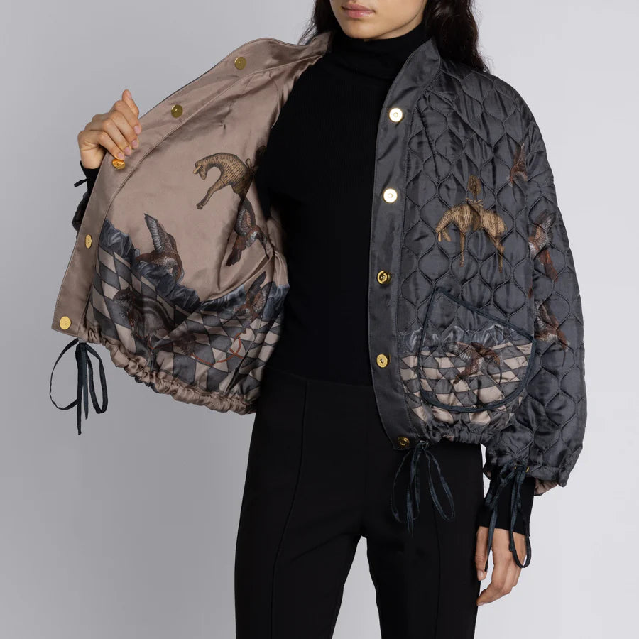 SABINA SAVAGE The Wolf You Feed Reversible Bomber Jacket