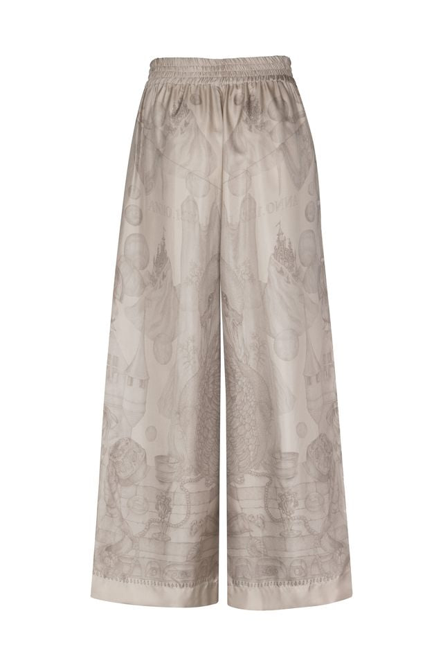 SABINA SAVAGE The Glass Swan Pencil Silk Wide Lounge Trousers