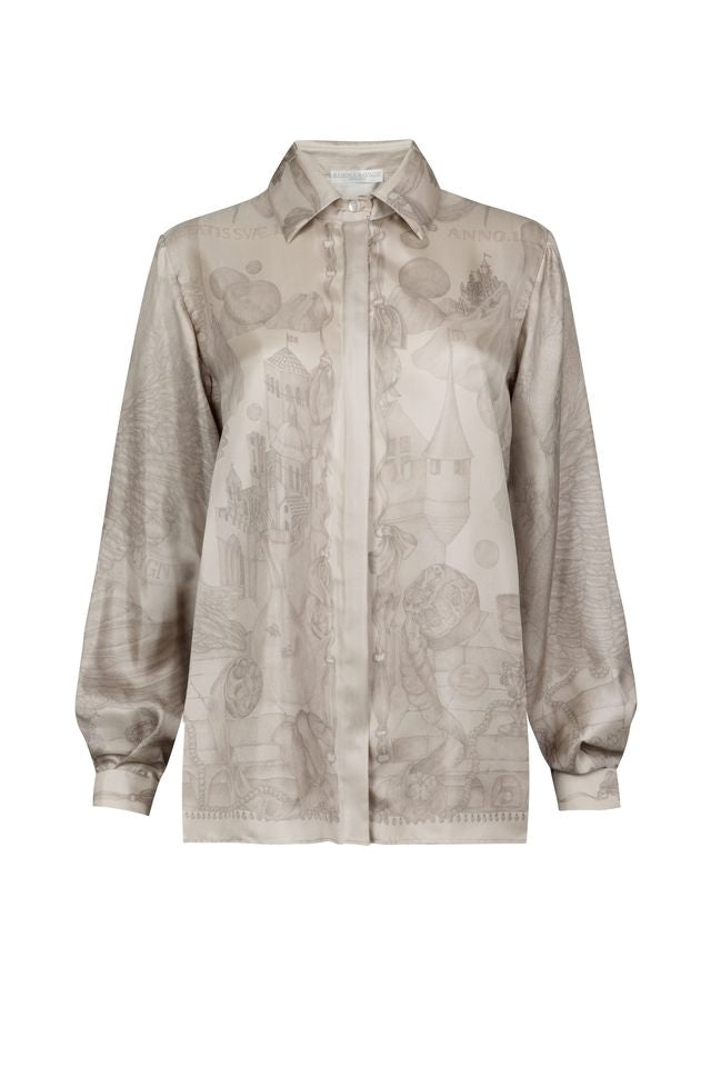 SABINA SAVAGE The Glass Swan Pencil Silk Oxford Shirt