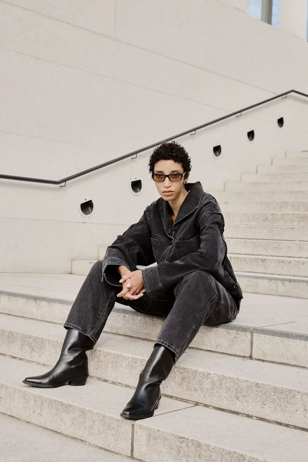 JAMES STREET Cargo Barrel Jean Washed Black