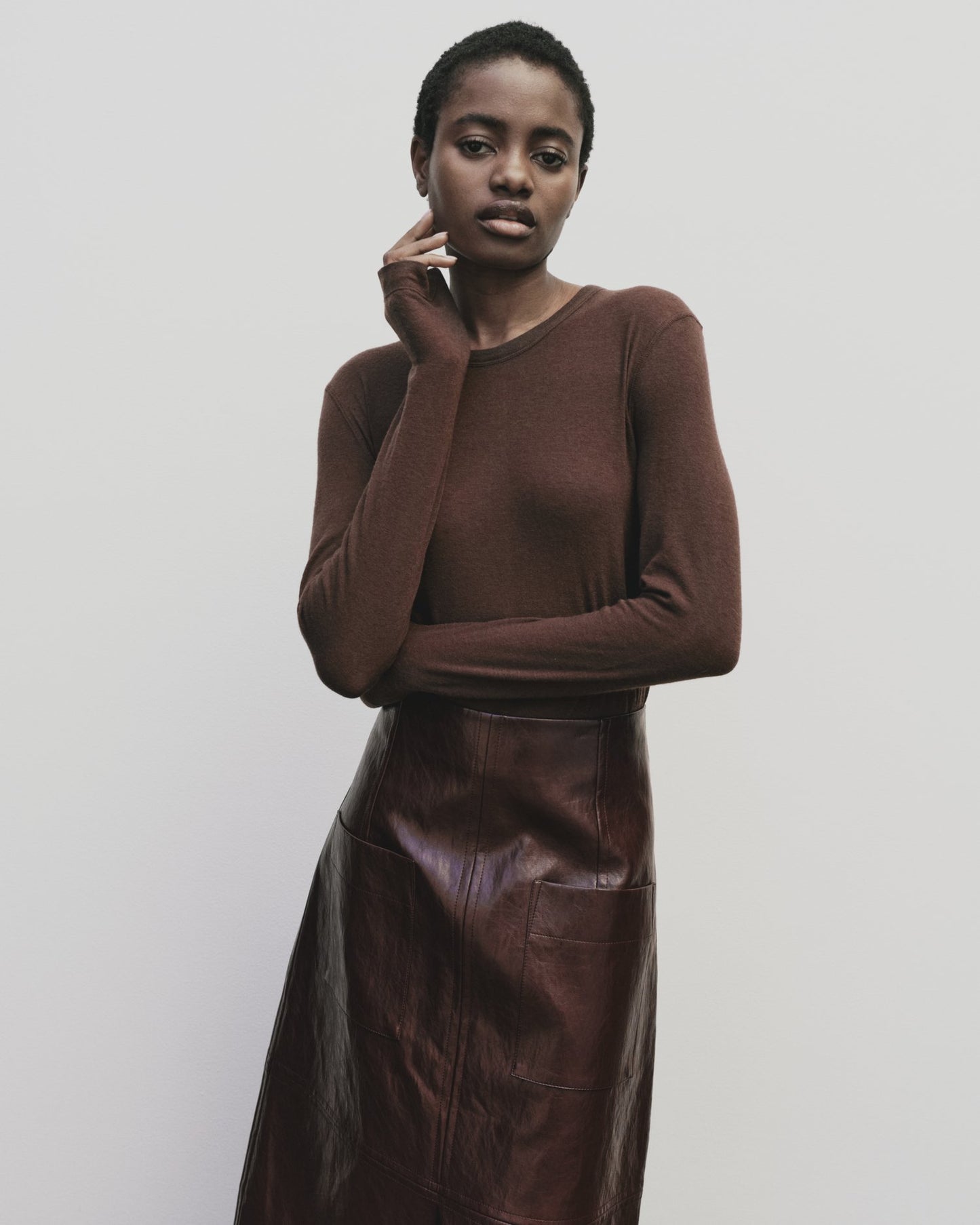 MIJEONG PARK Wool Tencel Crew Neck Top