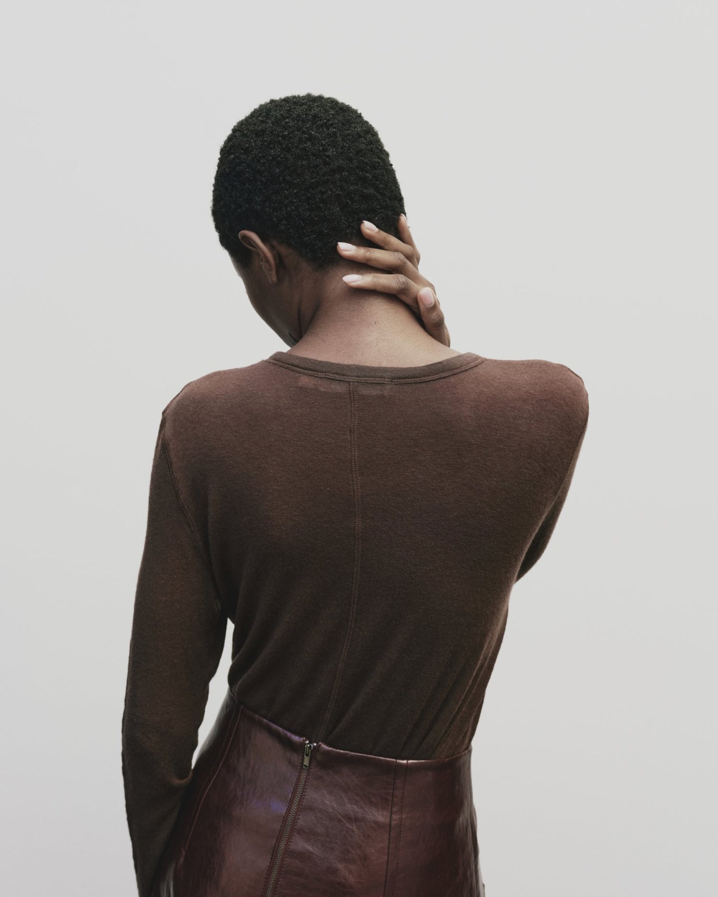MIJEONG PARK Wool Tencel Crew Neck Top