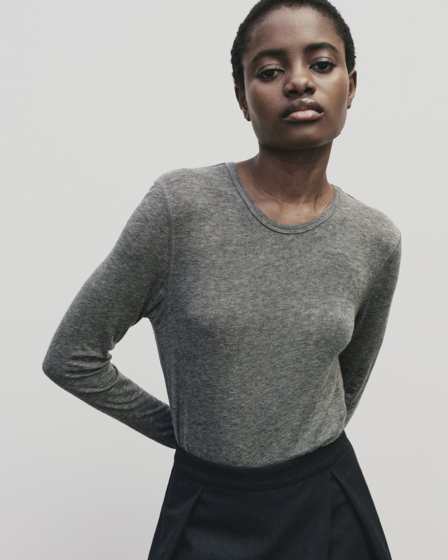 MIJEONG PARK Wool Tencel Crew Neck Top