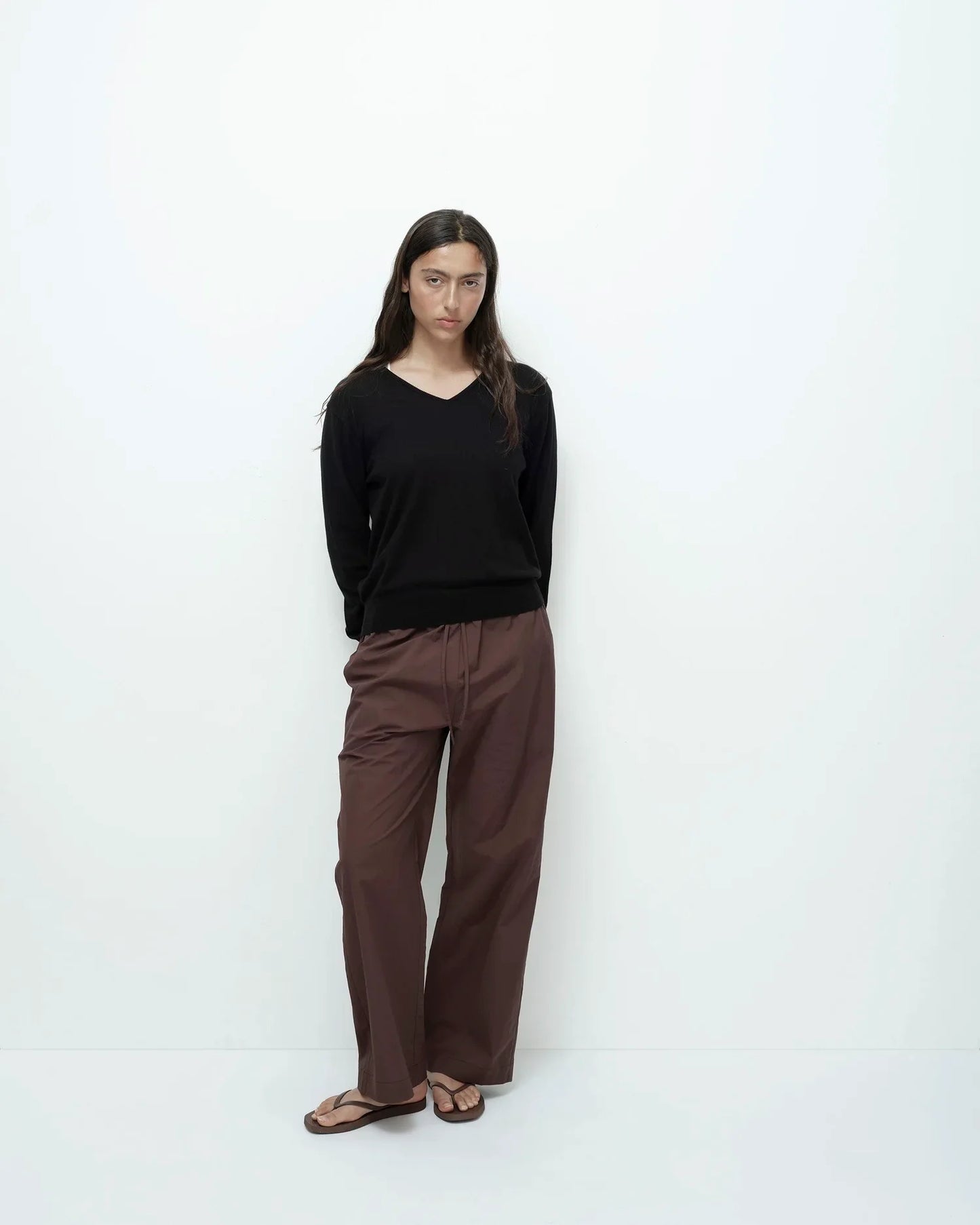 MIJEONG PARK Dark Brown Cotton Drawstring Pants