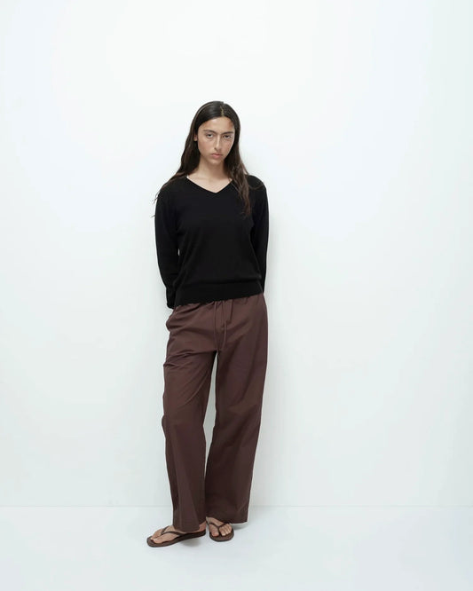 MIJEONG PARK Dark Brown Cotton Drawstring Pants