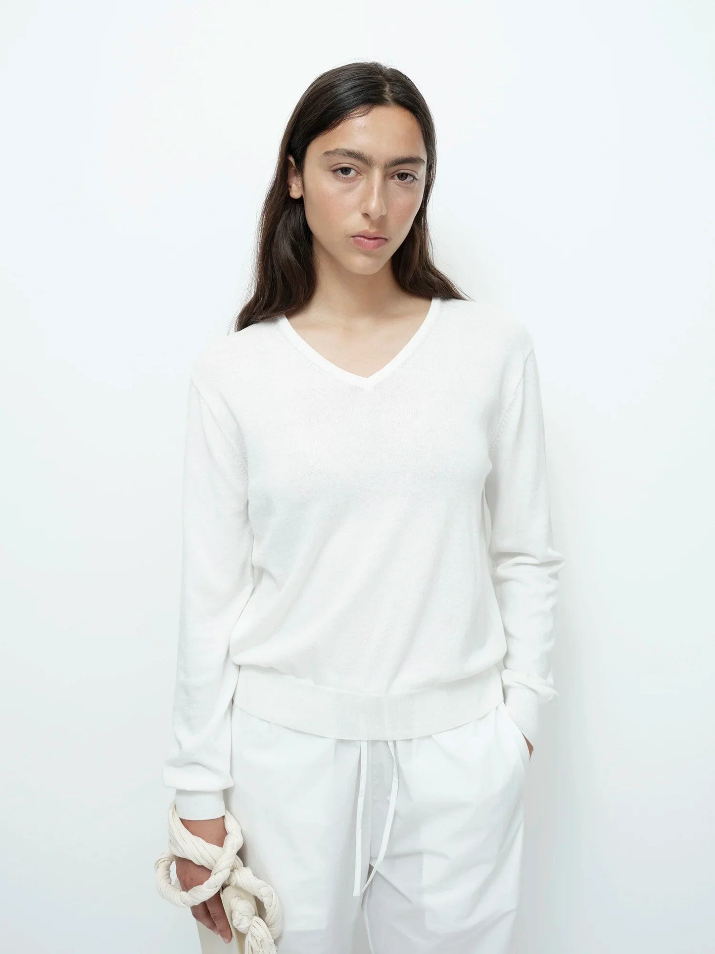 MIJEONG PARK Cotton Blend V-neck Knit Top