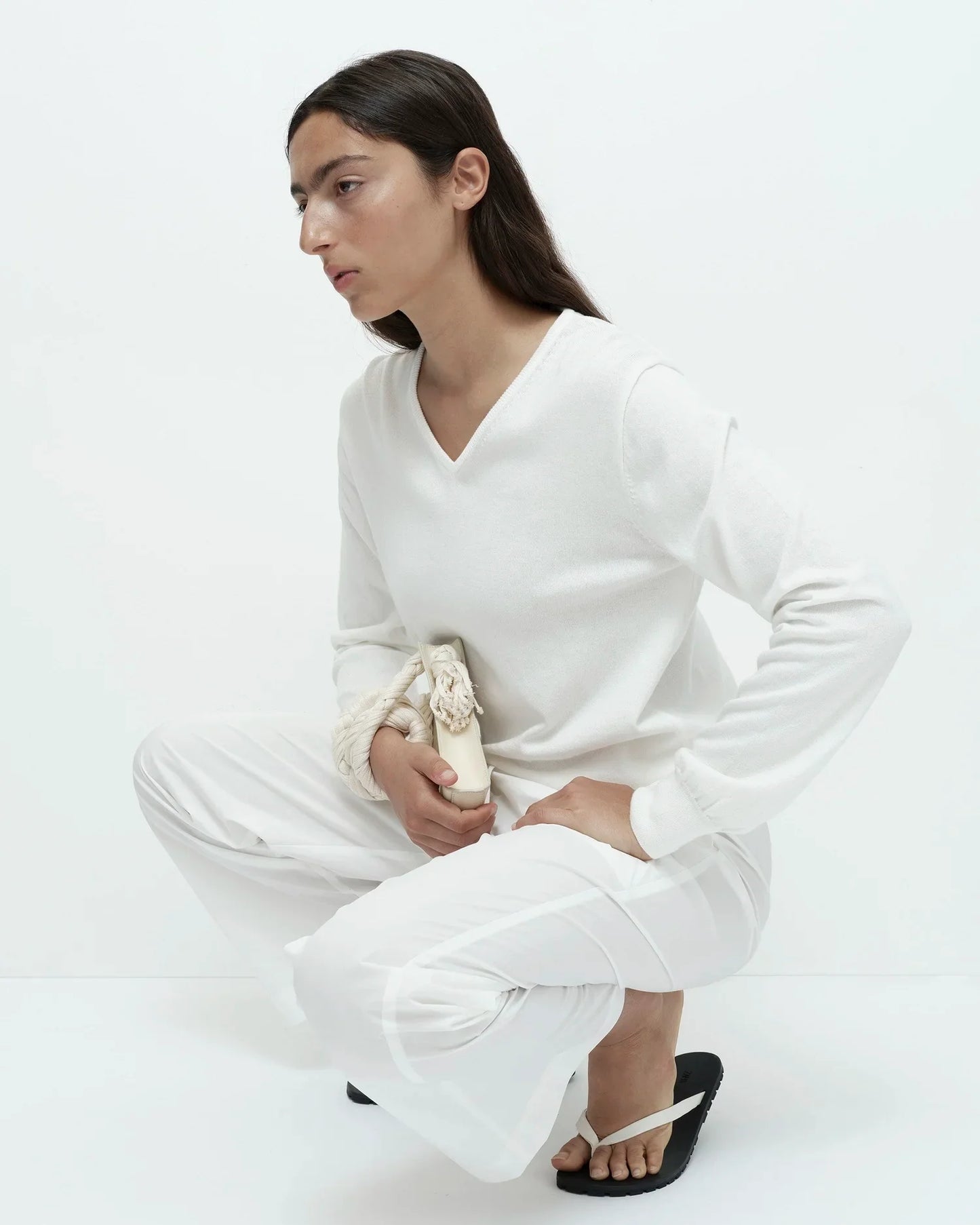 MIJEONG PARK Cotton Blend V-neck Knit Top