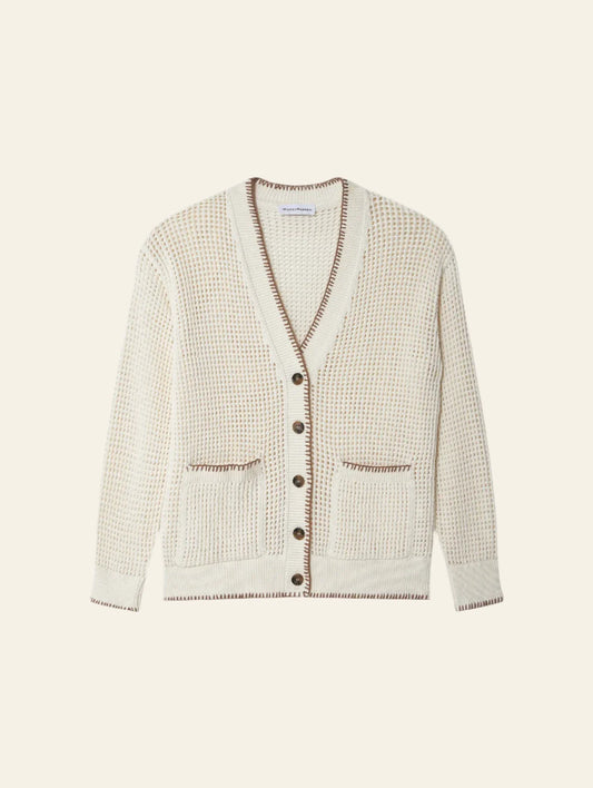 WHITE & WARREN Organic Cotton Blanket Trim Cardigan