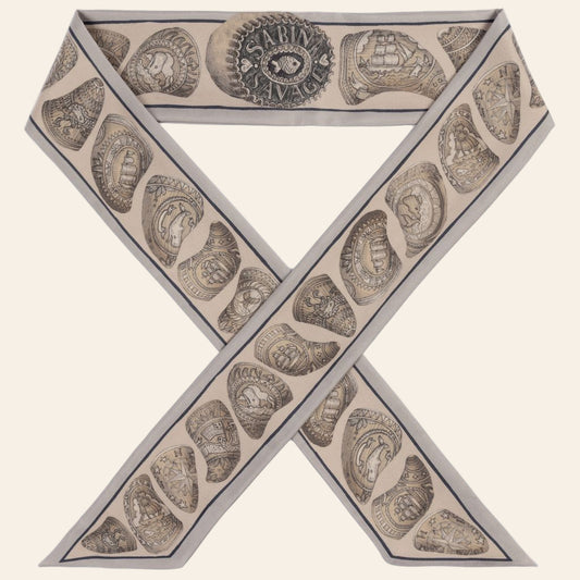 SABINA SAVAGE The Skrimshaw Skeleton Small Ribbon Scarf