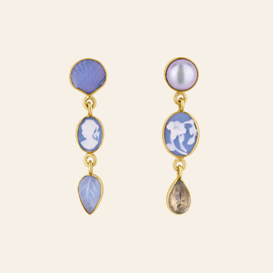GRAINNE MORTON Blue Topaz Three Charm Moving Drop Earrings