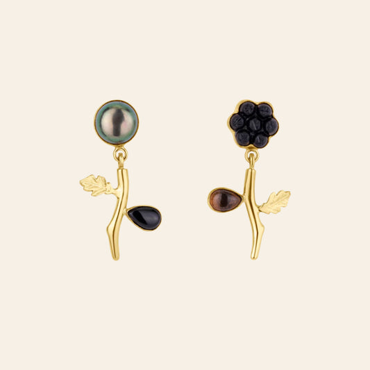 GRAINNE MORTON Onyx Flower Drop Earrings