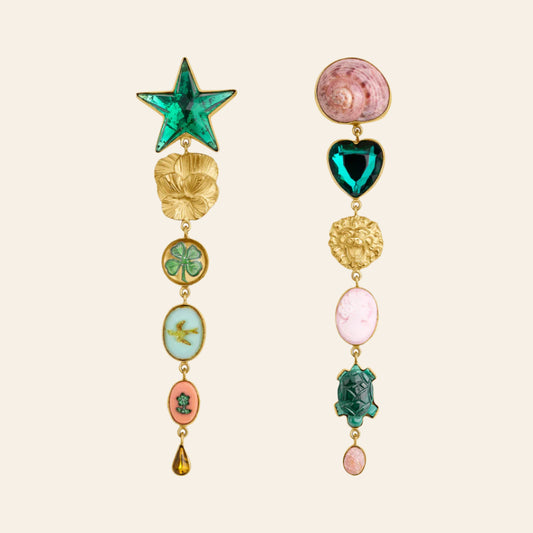 GRAINNE MORTON Green Heart and Star Earrings