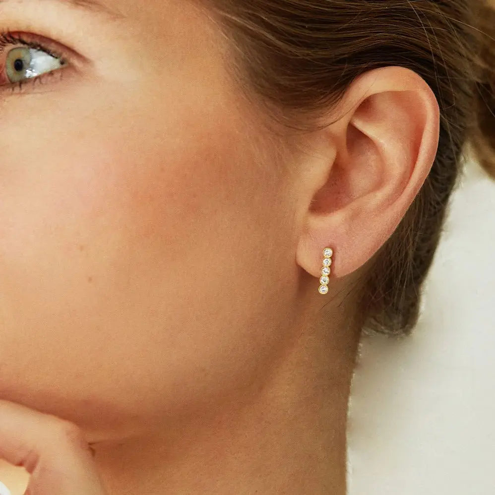 ELIZABETH MOORE Diamond Bar Studs