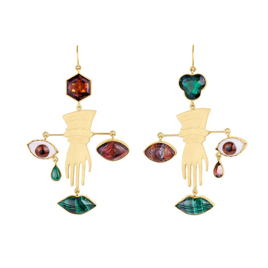 GRAINNE MORTON Glove and Face Charm Earrings