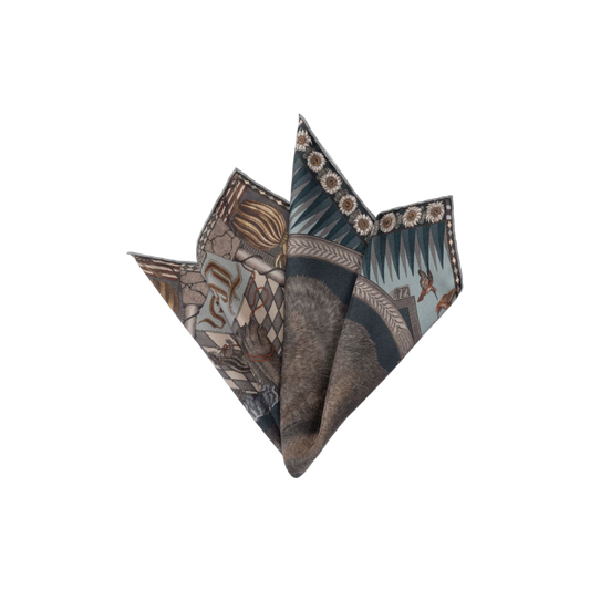 SABINA SAVAGE The Wolf You Feed Small Silk Scarf Gunmetal Gloaming