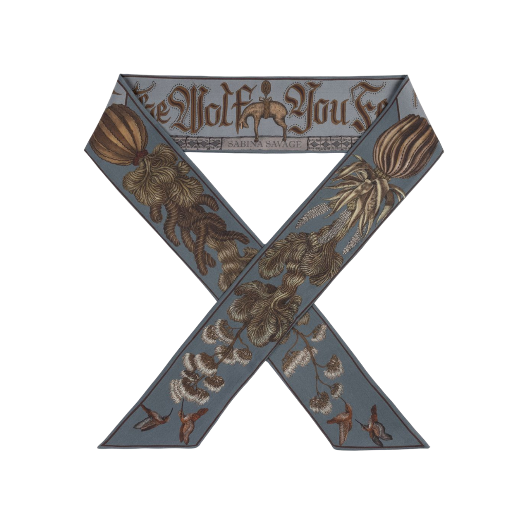 SABINA SAVAGE The Wolf You Feed Large Silk Ribbon Scarf