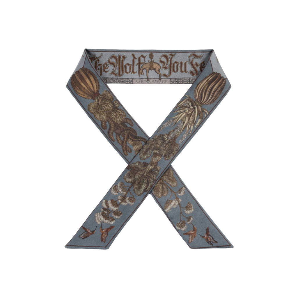 SABINA SAVAGE The Wolf You Feed Small Silk Ribbon Scarf