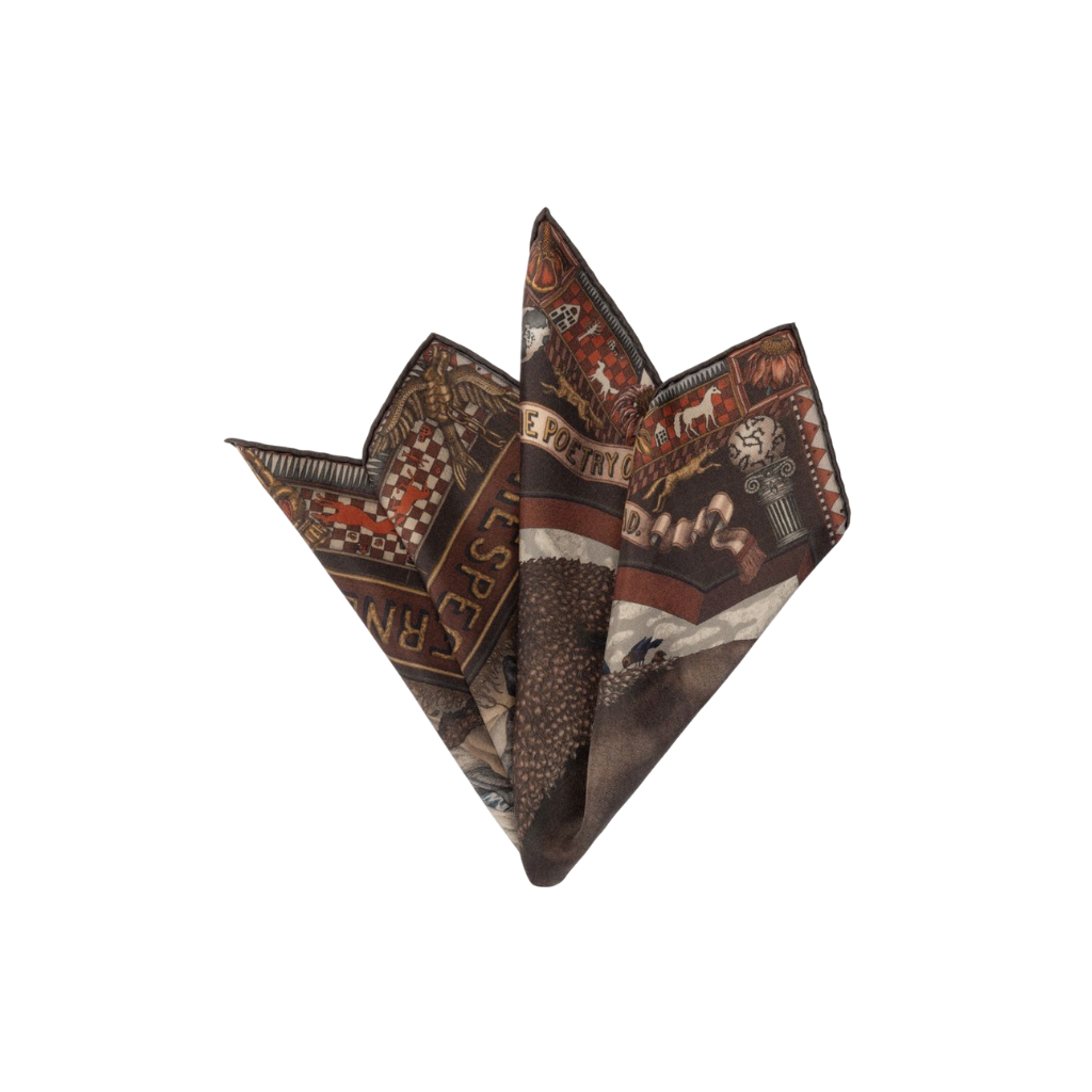 SABINA SAVAGE Secrets of the Bison Small Silk Scarf Sanguine Silver