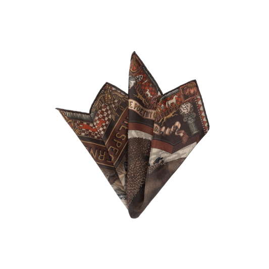 SABINA SAVAGE Secrets of the Bison Small Silk Scarf Sanguine Silver