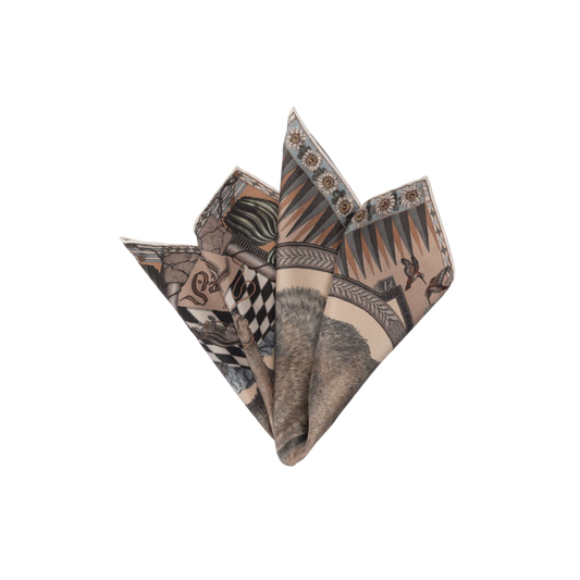 SABINA SAVAGE The Wolf You Feed Small Silk Scarf Desert Dawn