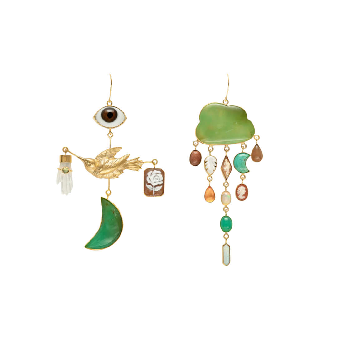 GRAINNE MORTON Bird and Cloud Drop Earrings