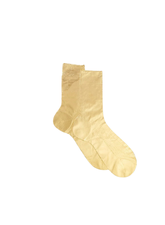 MARIA LA ROSA One Ribbed Gold Laminated Socks