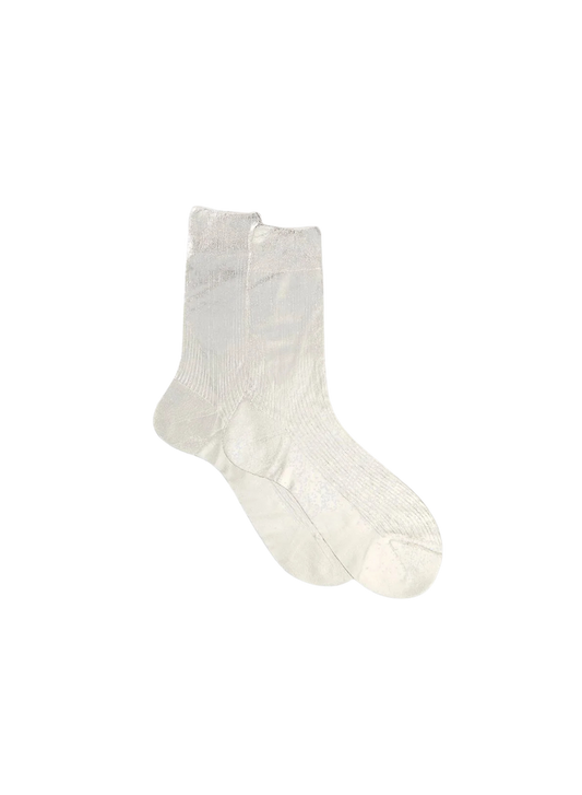 MARIA LA ROSA One Ribbed Silver Laminated Socks